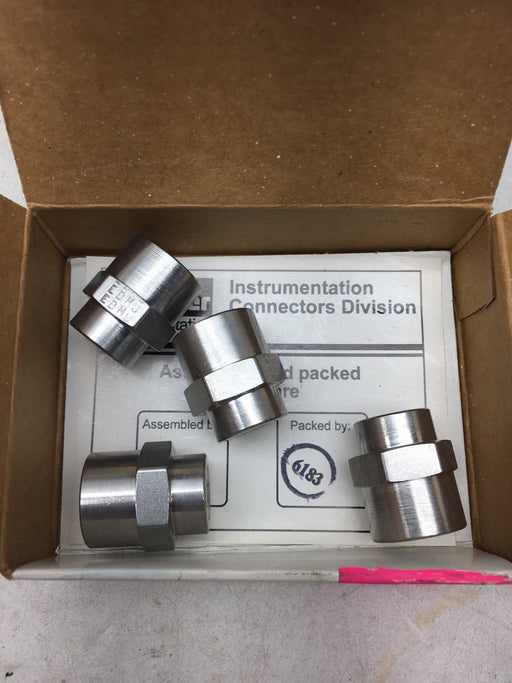 4 NEW 4-2 FHC-SS PARKER INSTRUMENTATION PIPE FEMALE HEX COUPLING STAINLESS STEEL