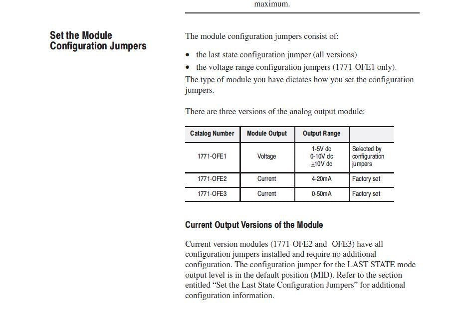 1771-OFE1 PLC-5 Analog Output Card 4 Channel Selectable Voltage Ranges