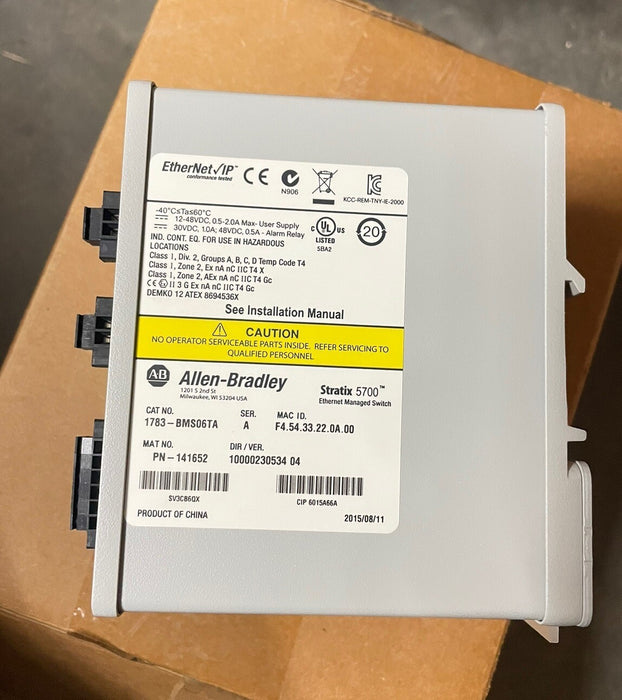 1783-BMS06TA STRATIX 5700 PN-141652 ETHERNET MANAGED SWITCH 6 PORT 1783-BMS 1783