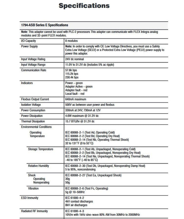1794-ASB E ALLEN BRADLEY FLEXLOGIX CLEAN AND WORKING REMOTE I/O RIO 24VDC AB