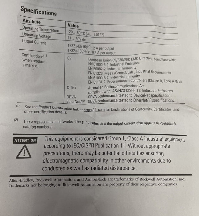 1732 NEW ALLEN BRADLEY 1732DOB16M12M12 ARMORBLOCK 16 POINT I/O MODULE