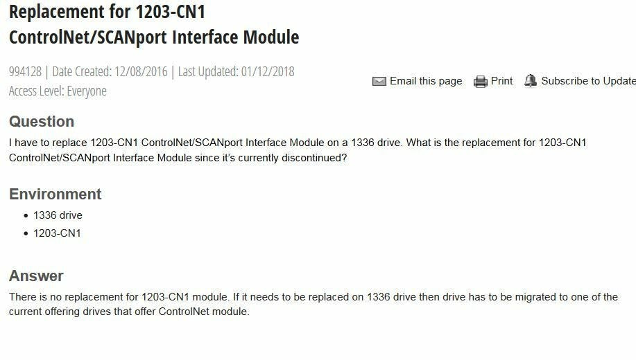 1203-CN1 NEW ALLEN BRADLEY SERIES A CONTROLNET TO SCANPORT COMM MODULE NIB VFD