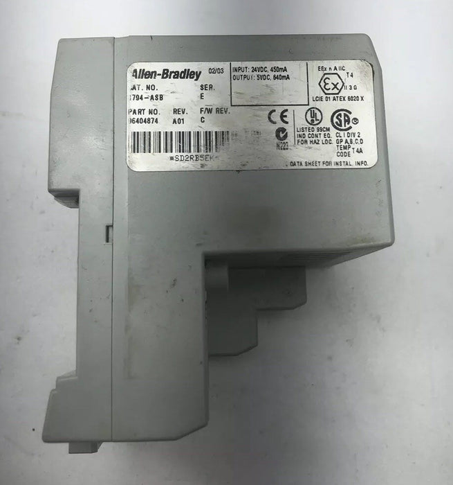 1794-ASB ALLEN BRADLEY FLEXLOGIX 1794-ASB /E TESTED REMOTE I/O RIO 24VDC AB