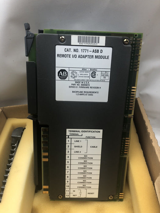 1771-ASB D ALLEN-BRADLEY REMOTE I/O ADAPTER MODULE RIO 1771ASB 1771-ASB/D