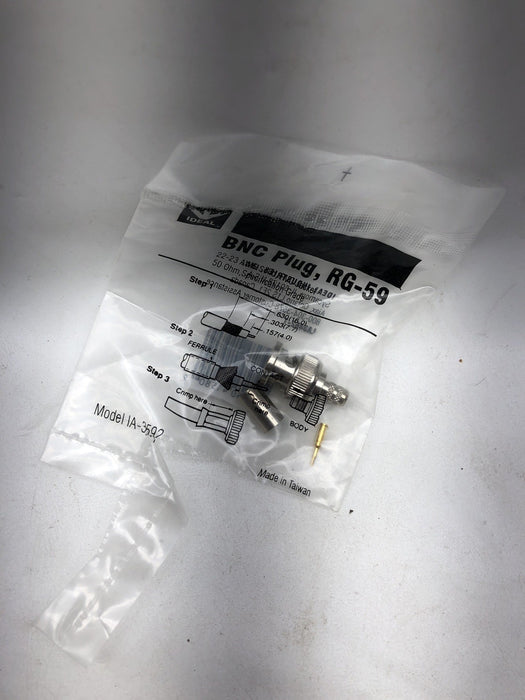 4 NEW IDEAL BNC CRIMP ON BNC CONNECTORS RG-59 22-23 AWG 50 OHM GRADE IA-3592