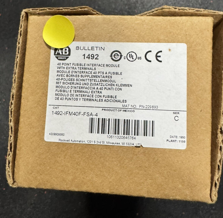 1492-IFM40F-FSA-4 ALLEN BRADLEY 40 POINT FUSIBLE INTERFACE MODULE