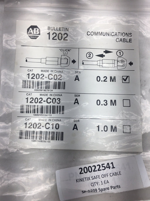 1202-C02 NEW AB ALLEN-BRADLEY .2 METER KINETIX SERVO SAFE OFF CABLE