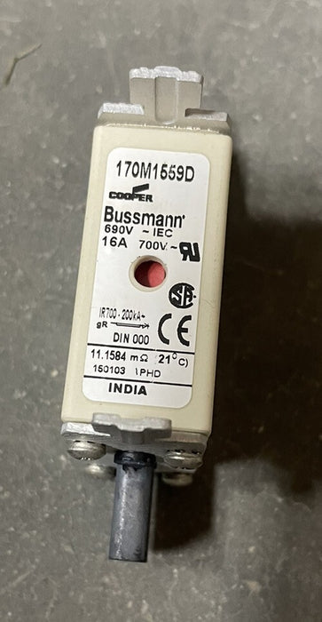170M1559D NEW COPPER BUSSMAN 16A 690 VAC IEC DIN 000 FUSE