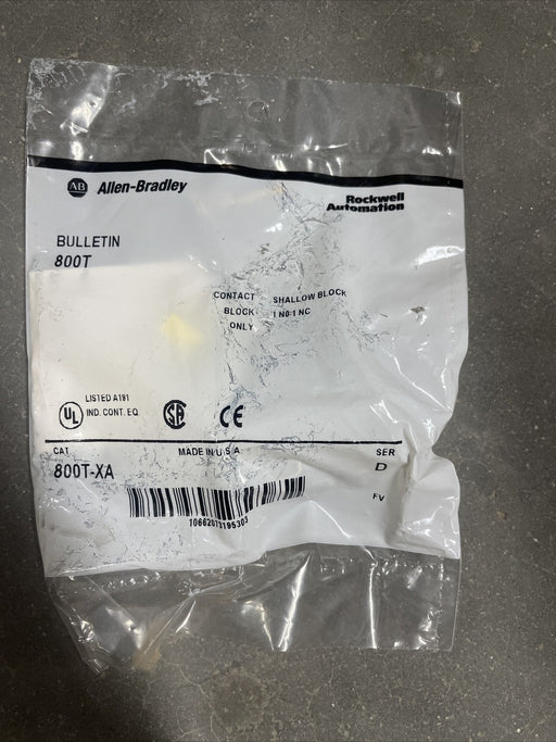 QTY 1 NEW SEALED ALLEN BRADLEY 800T-XA  CONTACT BLOCK 1 NC 1 NO