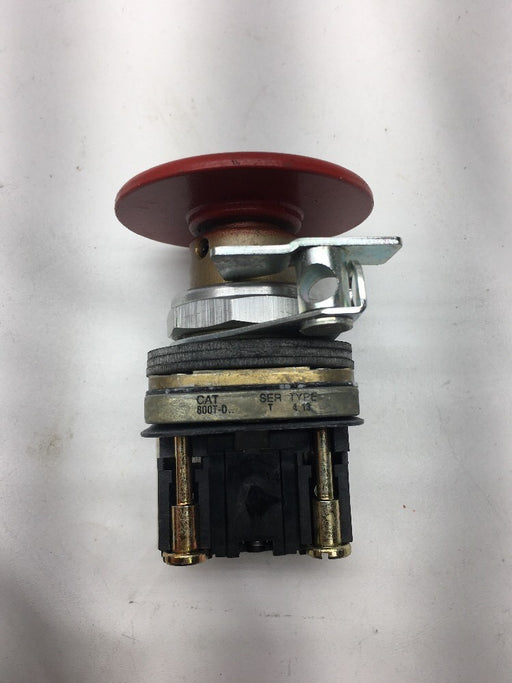 Allen Bradley 800T-D6LQD2 Jumbo Mushroom Head Push Button 1 NC Red Lock out tab
