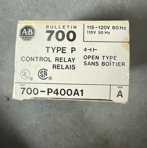 700-P400A1 SER A NEW ALLEN-BRADLEY BULLETIN 700 TYPE P 120 VAC RELAY 4 N.O