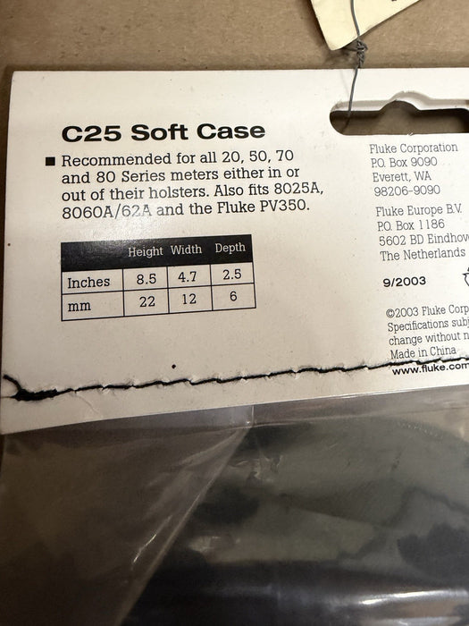 Fluke C25 Large Soft Case for Digital Multimeters