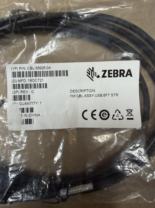 Zebra (Motorola) CBL-58926-04 USB Cable, Straight - 6 ft