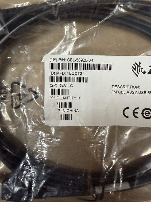 Zebra (Motorola) CBL-58926-04 USB Cable, Straight - 6 ft