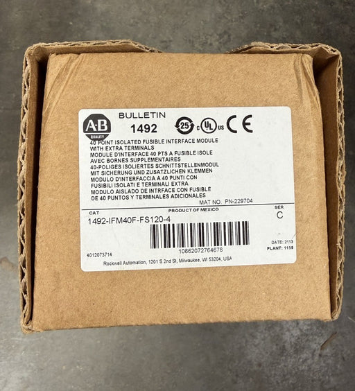 1492-IFM40F-FS120-4 ALLEN BRADLEY 40 POINT ISOLATED FUSIBLE INTERFACE MODULE