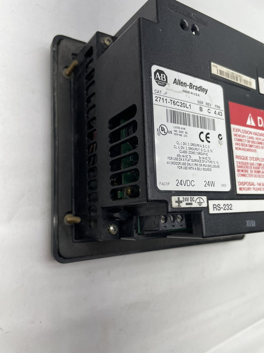 2711-T6C20L1 ALLEN BRADLEY PANELVIEW 600 STANDARD 2711 4.43 ETHERNET HMI 2711-T6