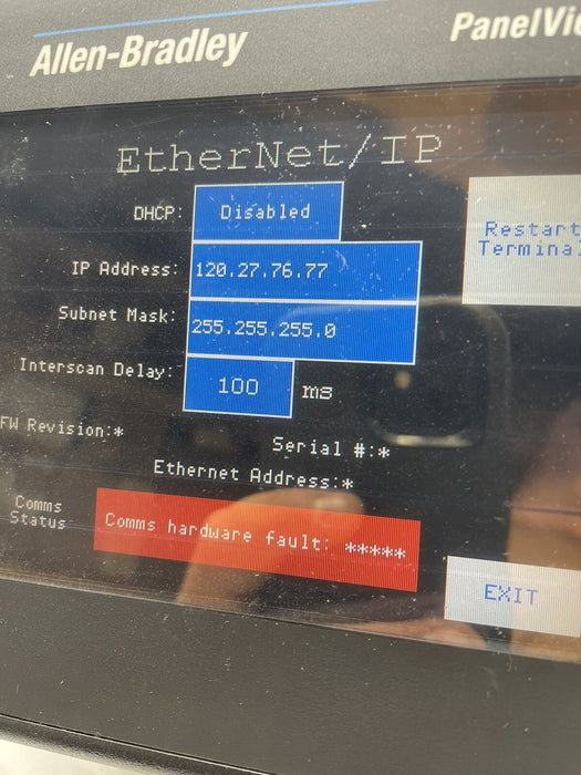 2711-T6C20L1 ALLEN BRADLEY PANELVIEW 600 STANDARD 2711 4.43 ETHERNET HMI 2711-T6