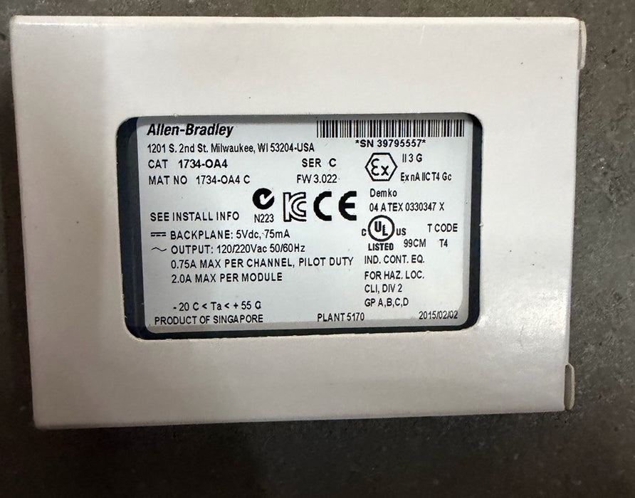 1734-OA4 Allen-Bradley 1734-OA4 I/O 4 Point Digital Output Module POINT I/O