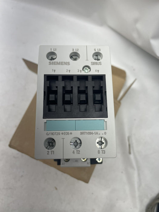 NEW SIEMENS 3RT1034-1AK60 3 PHASE CONTACTOR 15KW NIB
