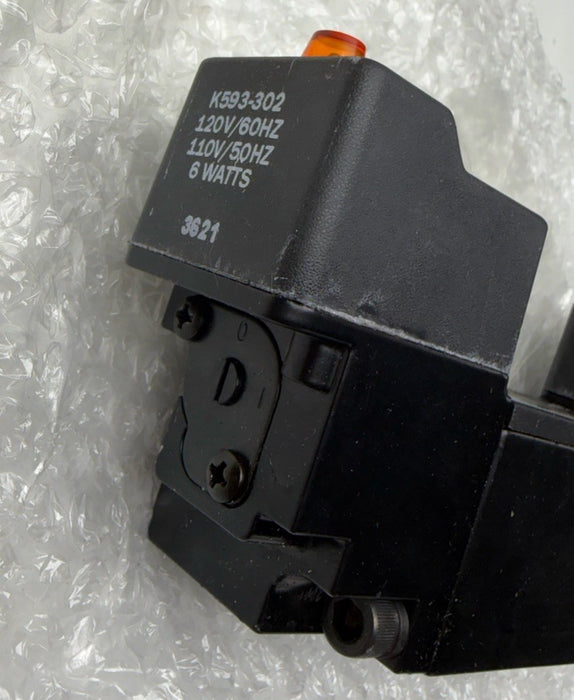 PARKER L7652441153B 1/4" 3-pos dbl Sol Plug In APB 621444 Solenoid Valve 120v