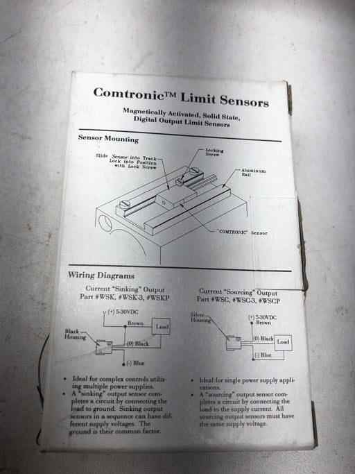 NEW WSC COMTRONIC LIMIT SENSORS FROM COMPACT CURRENT SOURCING OUTPUT 5-30VDC PNP
