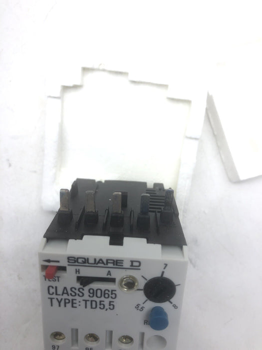 NEW SQUARE D 9065 TD 5.5 THERMAL OVERLOAD RELAY NIB 5.5A TO 8A