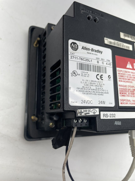 2711-T6C20L1 ALLEN BRADLEY PANELVIEW 600 STANDARD  ETHERNET HMI 2711-T6 PV600 AB