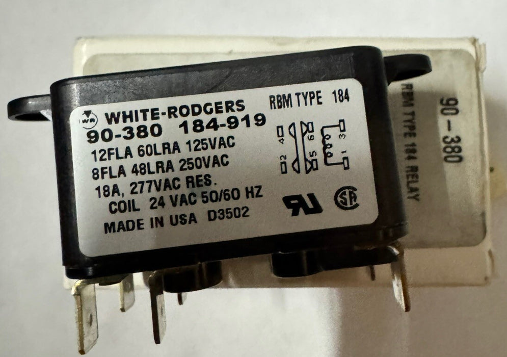 White-Rodgers 90-380 24-VAC Heavy-Duty General-Purpose Fan Relay R8M TYPE 184 R