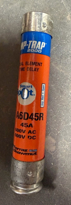Ferraz Shawmut A6D45R SMART SPOT FUSE  600V Ac AMP-TRAP TIME DELAY DUAL ELEMENT