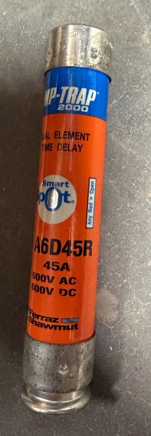 Ferraz Shawmut A6D45R SMART SPOT FUSE  600V Ac AMP-TRAP TIME DELAY DUAL ELEMENT