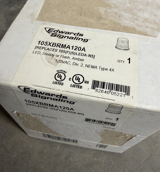 EDWARDS SIGNALING 105XBRMA120A Warning Light,LED,120VAC,Amber STEADY OR FLASH