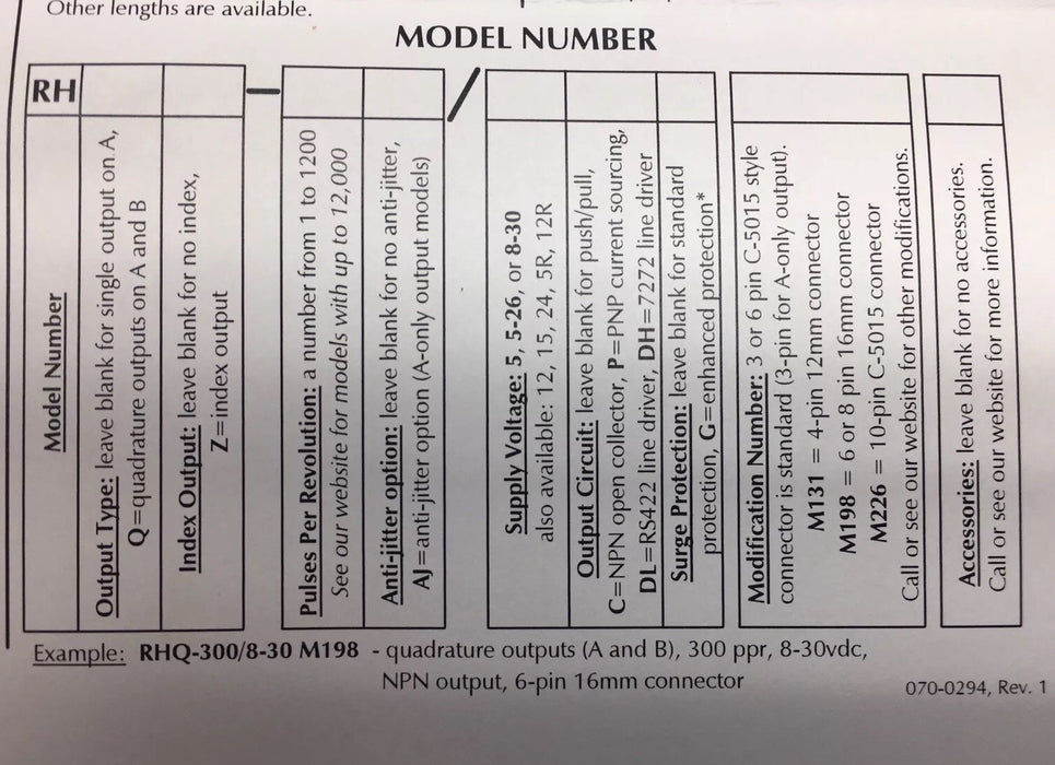 RH-24/8-30C MW1-20 NEW PHOTOCRAFT TRI-TRONICS INCREMENTAL SHAFT ENCODER MODEL