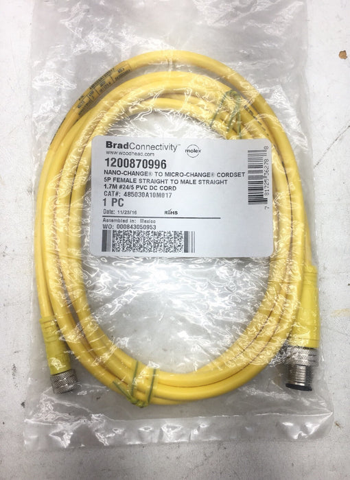 New Sealed Brad Connectivity  WoodHead Nano-Change to Micro-Change Cordset Cable
