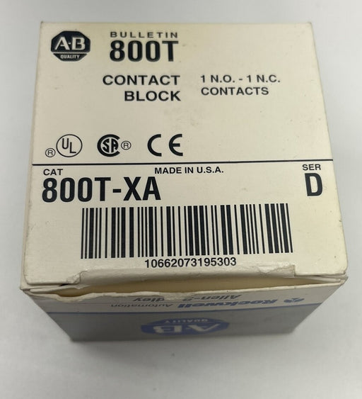 QTY 1 NEW ALLEN BRADLEY 800T-XA  CONTACT BLOCK 1 NC 1 NO