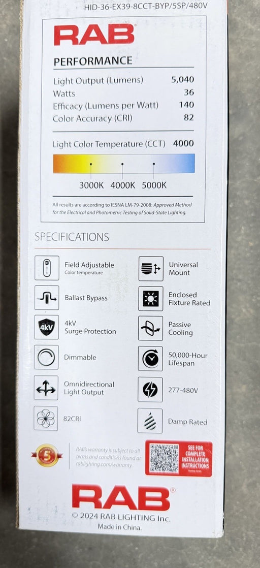 RAB CORN COBB LED BALLAST BYPASS LAMP RPL 150W HALIDE SODIUM 277-480V HID-36