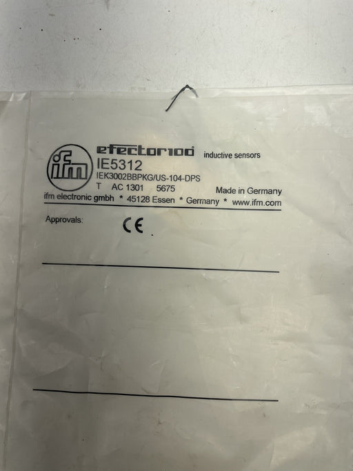NEW SEALED IFM IE5312 IEK3002BBPKG/US-104-DPS INDUCTIVE SENSOR N.O VDC 2mm SENSE