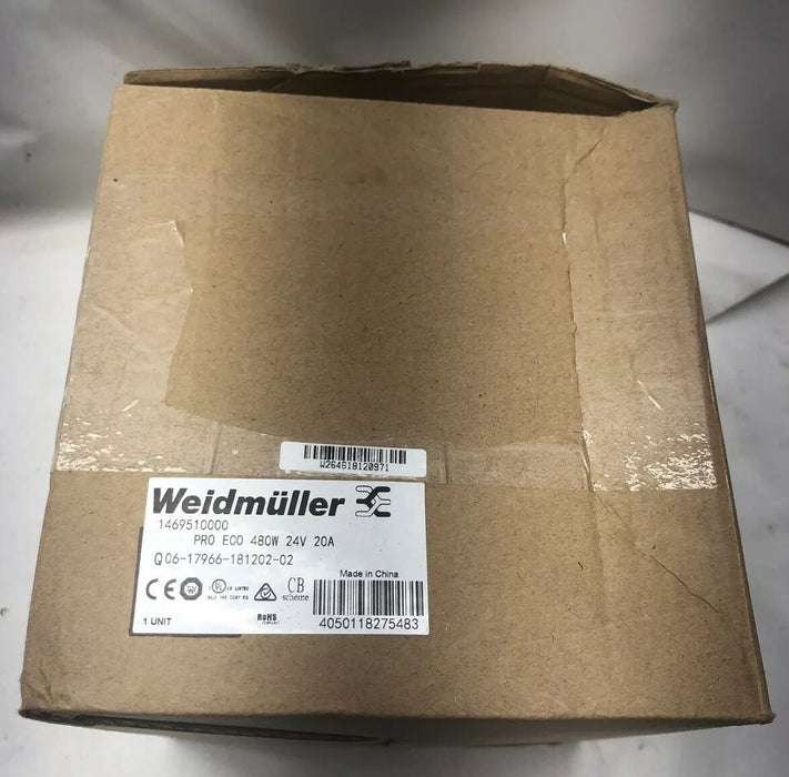 NEW WEIDMULLER 1469510000 PRO ECO 480W 24 VDC 20 AMP POWER SUPPLY