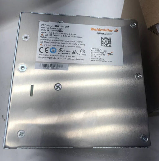 NEW WEIDMULLER 1469510000 PRO ECO 480W 24 VDC 20 AMP POWER SUPPLY