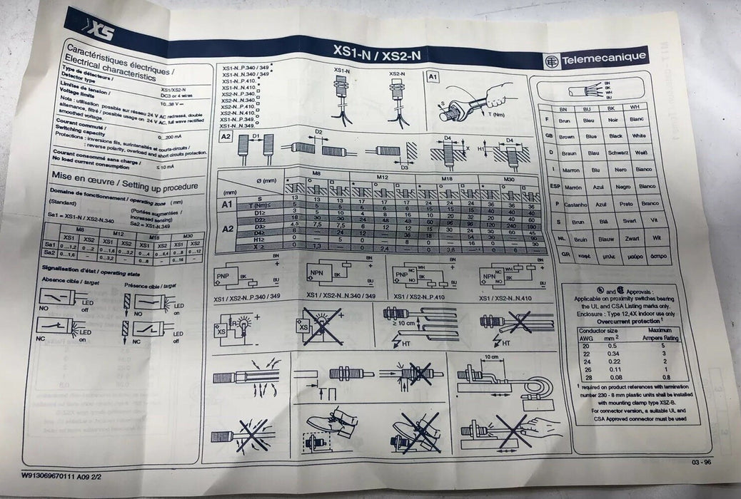 NEW TELEMECANIQUE INDUCTIVE PROX SWITCH XS1 M18KP340L2 XS1M18KP340L2 12-24 VDC