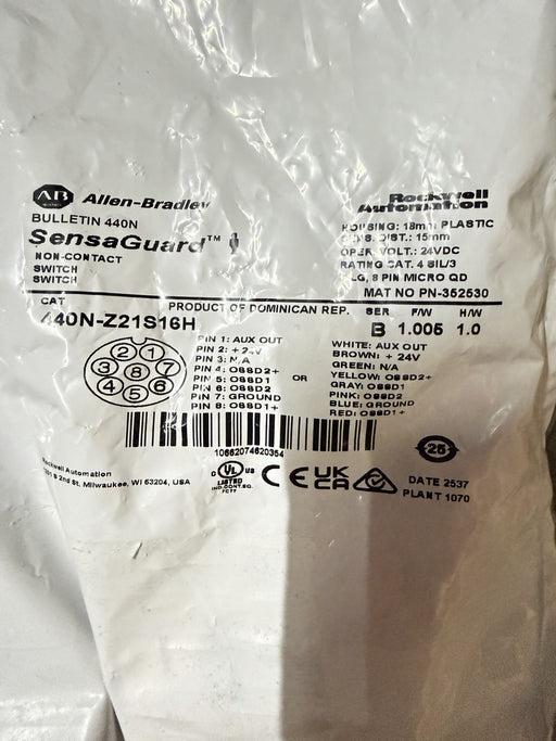 440N-Z21S16H Allen-Bradley 440NZ21S16H SensaGuard Non Contact Switch NEW