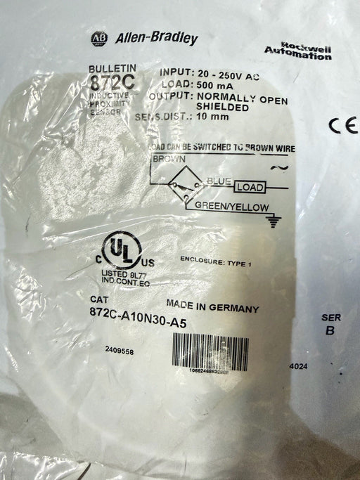ALLEN BRADLEY 872C-A10N30-A5 SER. B 20-250VAC 10MM NORM OPEN