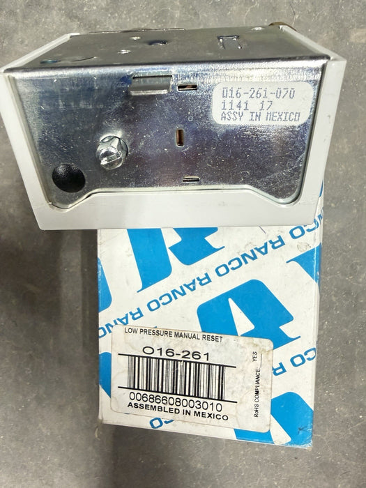 Ranco 016-261-070 LOW Pressure Refrig Control MANUAL RESET SPDT 10'WC - 100PSI