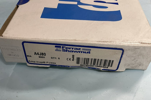 A4J80 1 BOX OF 5 FUSES Amp-trap FERRAZ SHAWMUT 80 AMP A4J80 fuse