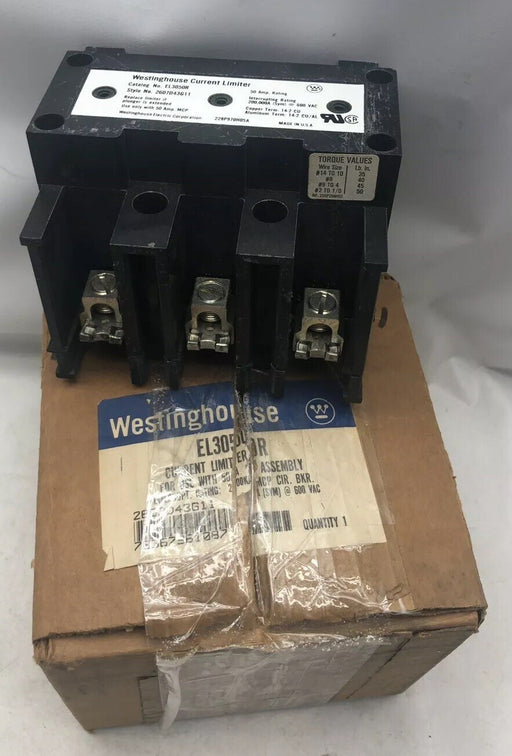 NEW WESTINGHOUSE EL3050R CURRENT LIMITER 50 AMP MCP BREAKERS STYLE NO 2607D43G11