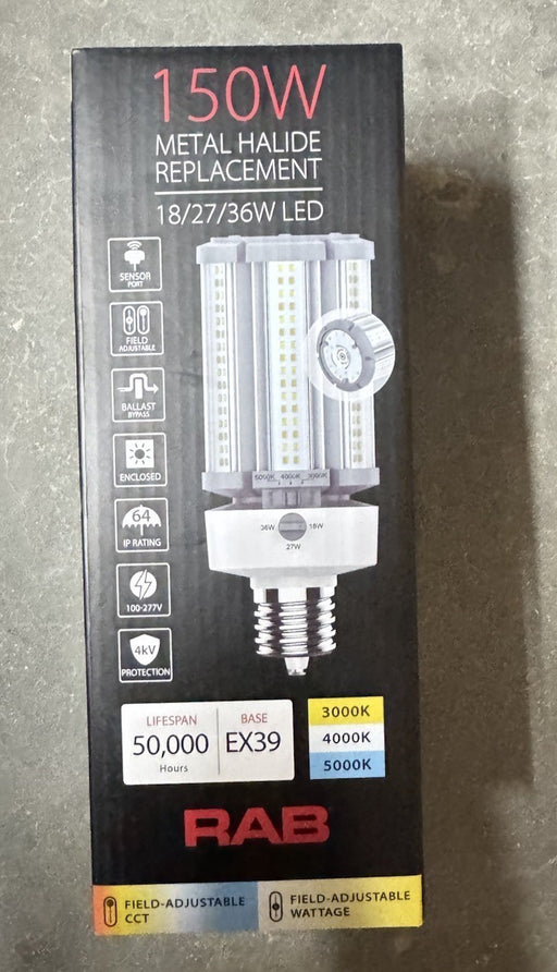 RAB CORN COBB LED BALLAST BYPASS LAMP 18/27/36W RPL  150W HALIDE SODIUM 100-277V