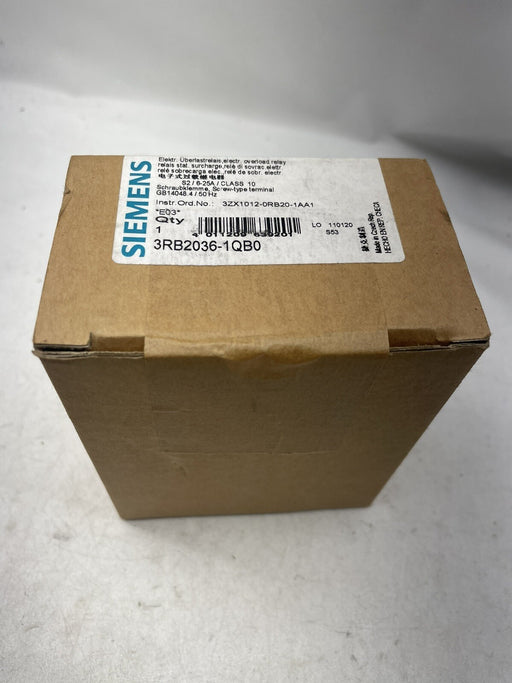 NEW SEALED SIEMENS 3RB2036-1QB0 INT ORD.NO 3ZX1012-0RB20-1AA1 ADJ OVERLOAD RELAY