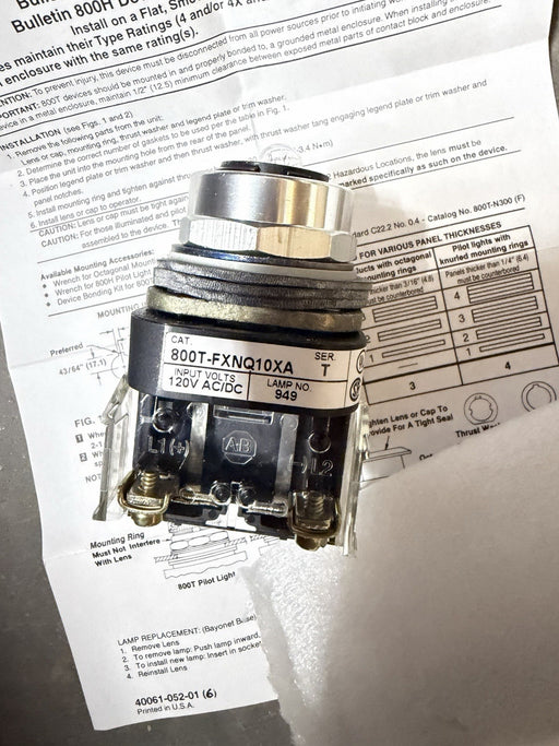 Allen Bradley Illuminated Push Button 800T-FXNQ10XA 800TFXNQ10XA NEW