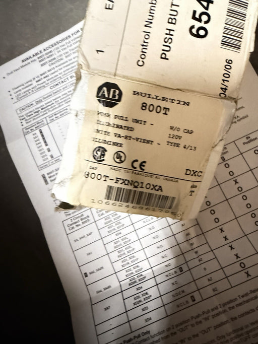 Allen Bradley Illuminated Push Button 800T-FXNQ10XA 800TFXNQ10XA NEW