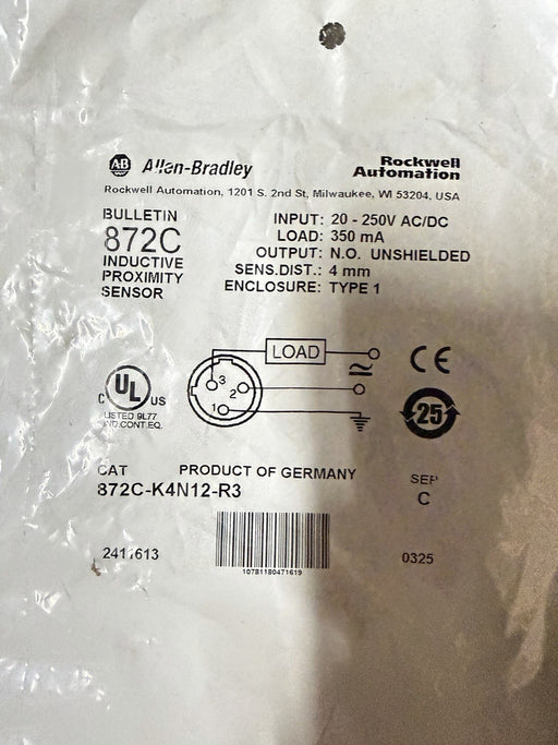 Allen-Bradley 872C-K4N12-R3 Inductive Proximity Sensor 872CK4N12R3