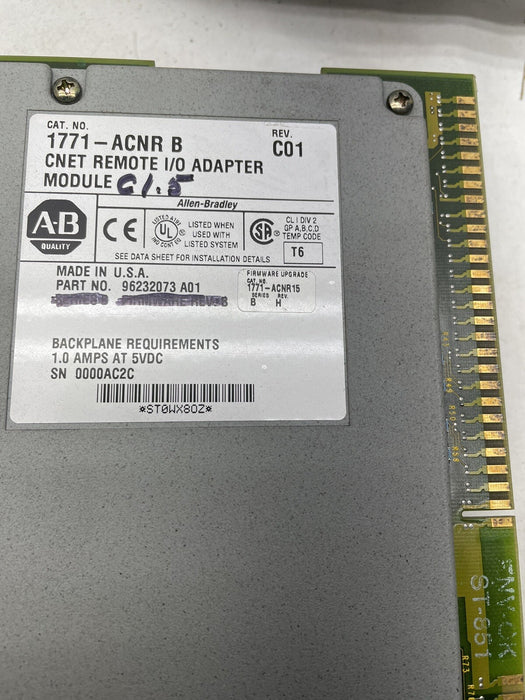 1771-ACNR /B Allen Bradley PLC 5 CNET Remote I/O Adapter 1771ACNR